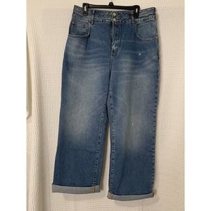 Women's Anthropologie Pilcro Jeans Size 32 Loose Fit Wide Leg Medium Wash Retro